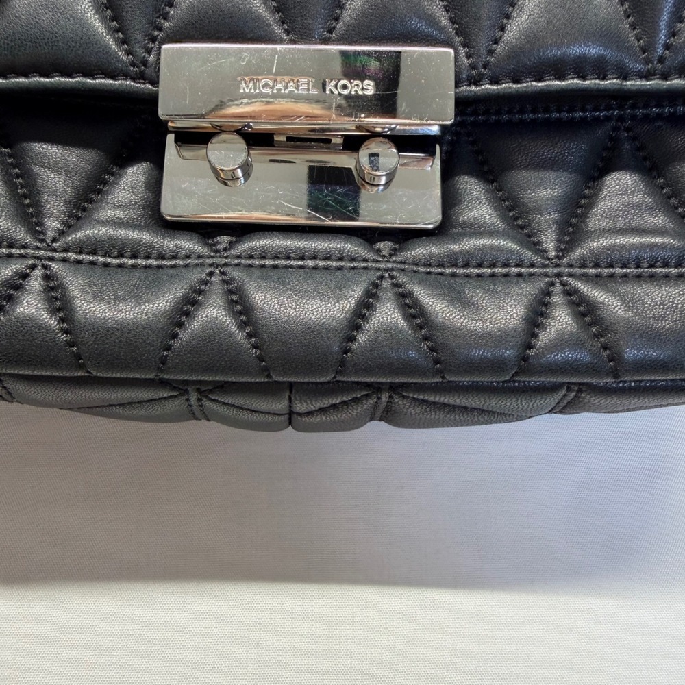 Michael Kors Sloan Large Quilted Leather Chain Shoulder Bag Black Lucury - Picture 5 of 12